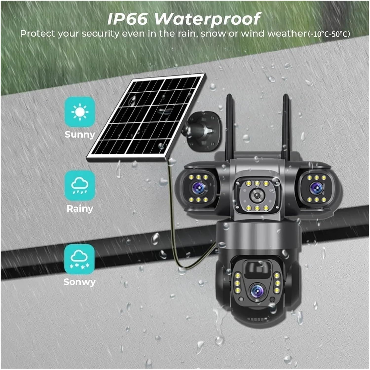 Solar Security Cameras Outdoor, 4G 8MP Triple Lens PTZ Camera, Auto Tracking, PIR Motion Detection, 2-Way Audio, Home Security Surveillance Camera