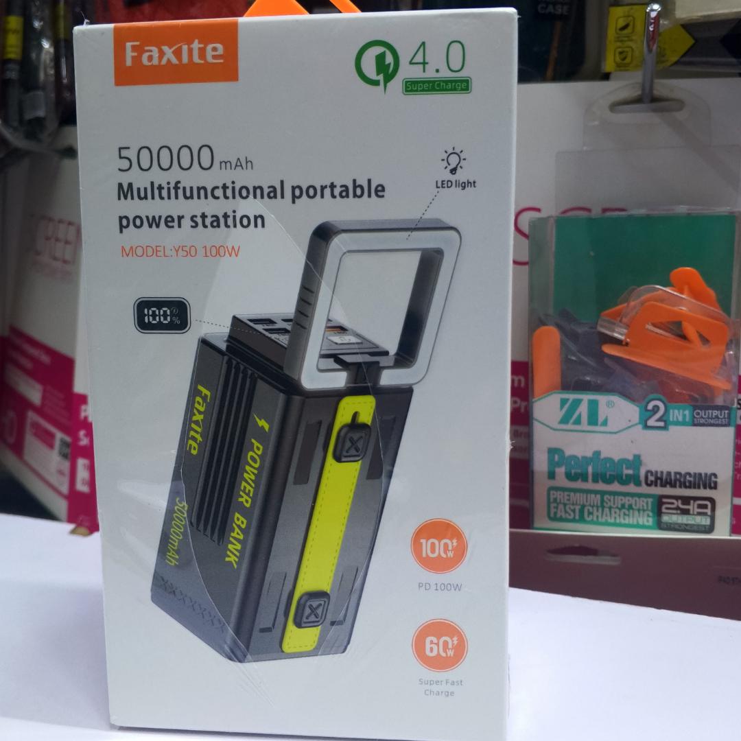 Faxite Y50 100W 50,000mAh Portable Power Station – Multifunctional Power Bank for Laptops & Smartphones