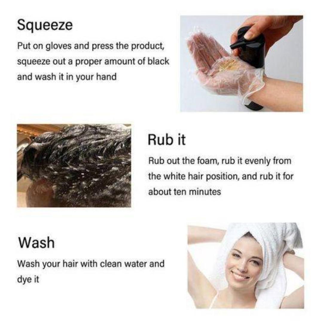 3 In 1 Instant Coloring Shampoo Natural Black Color For Men Women Hair Dye