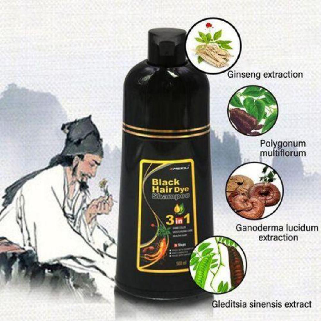 3 In 1 Instant Coloring Shampoo Natural Black Color For Men Women Hair Dye