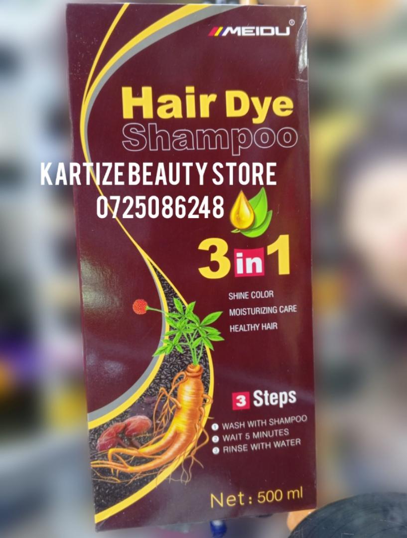 Meidu 3 In 1 Instant Coloring Shampoo Natural Brown Color For Men Women Hair Dye