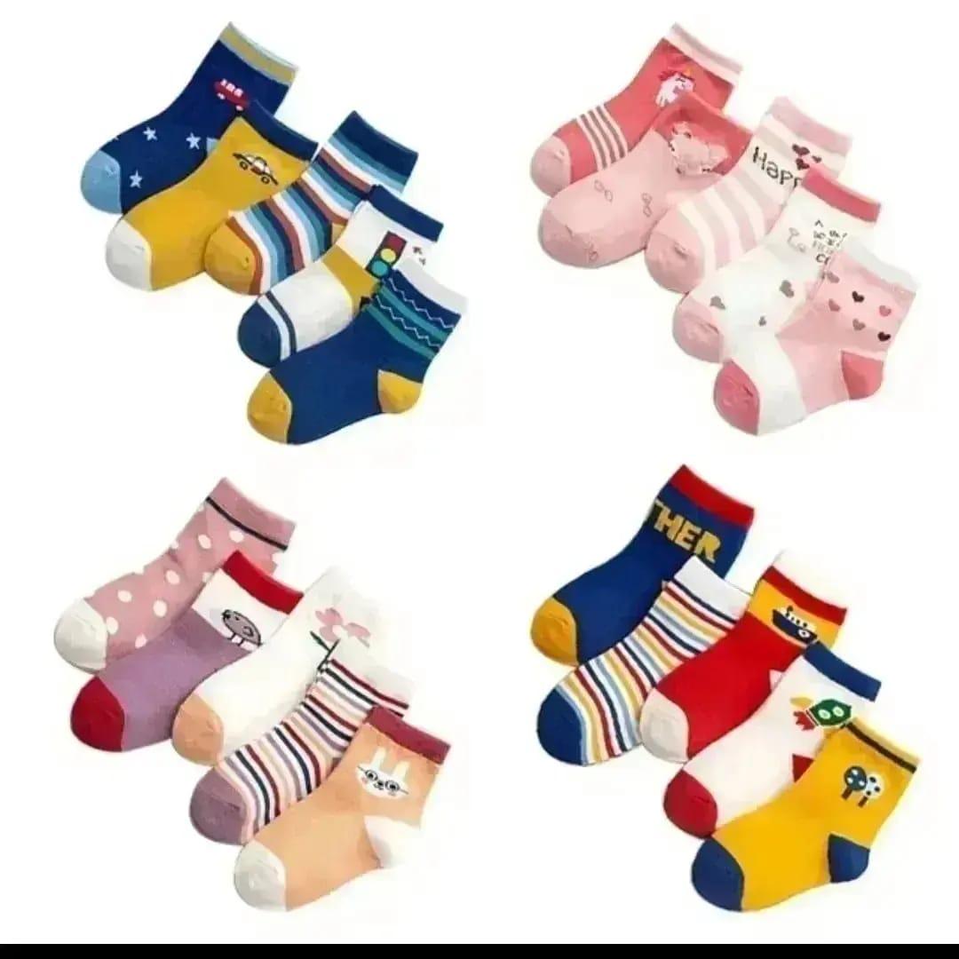 5piece set of cotton fadeless baby girl socks for kids ages 3months to 12years  sizes small large medium XL 2xl