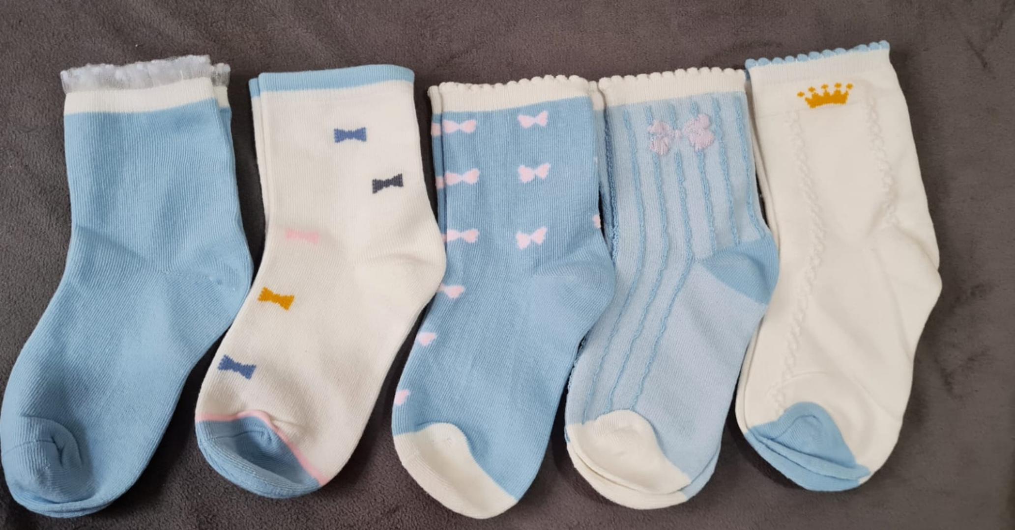 5piece set of cotton fadeless baby girl socks for kids ages 3months to 12years  sizes small large medium XL 2xl