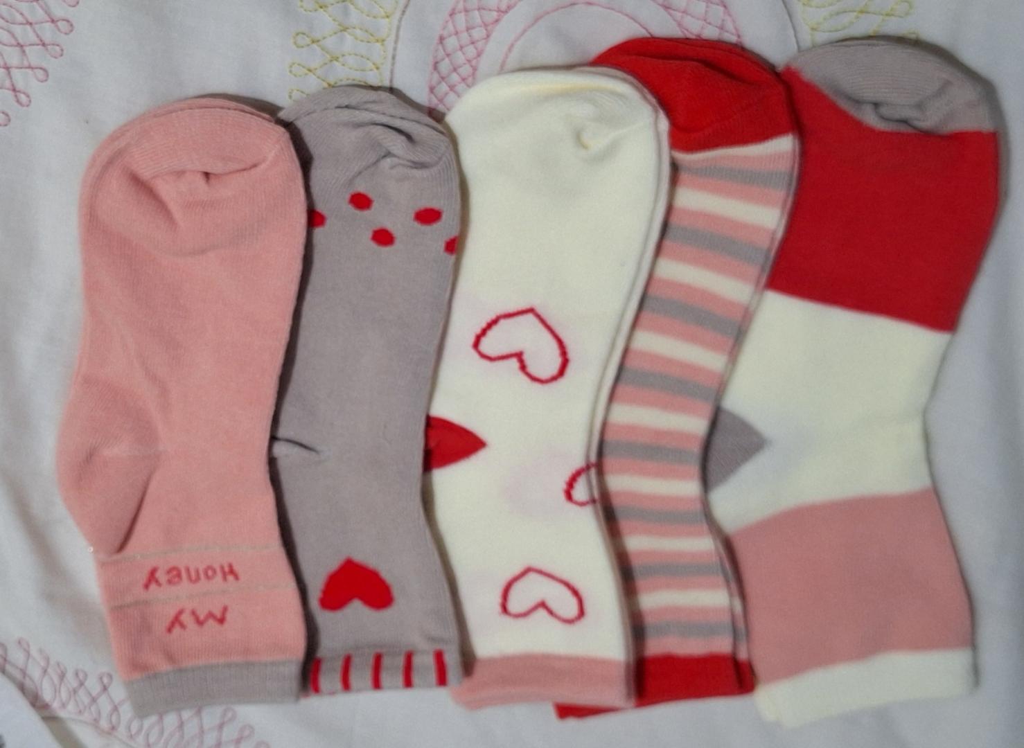 5piece set of cotton fadeless baby girl socks for kids ages 3months to 12years  sizes small large medium XL 2xl