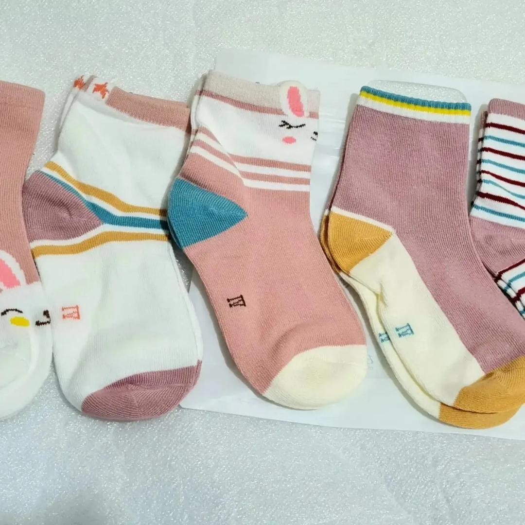 5piece set of cotton fadeless baby girl socks for kids ages 3months to 12years  sizes small large medium XL 2xl