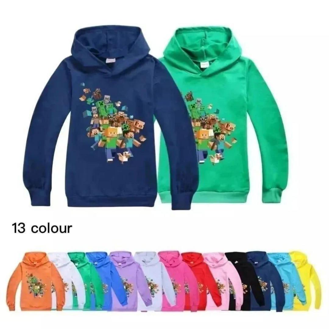 kids unisex light  cotton material minecraft themed hoodies