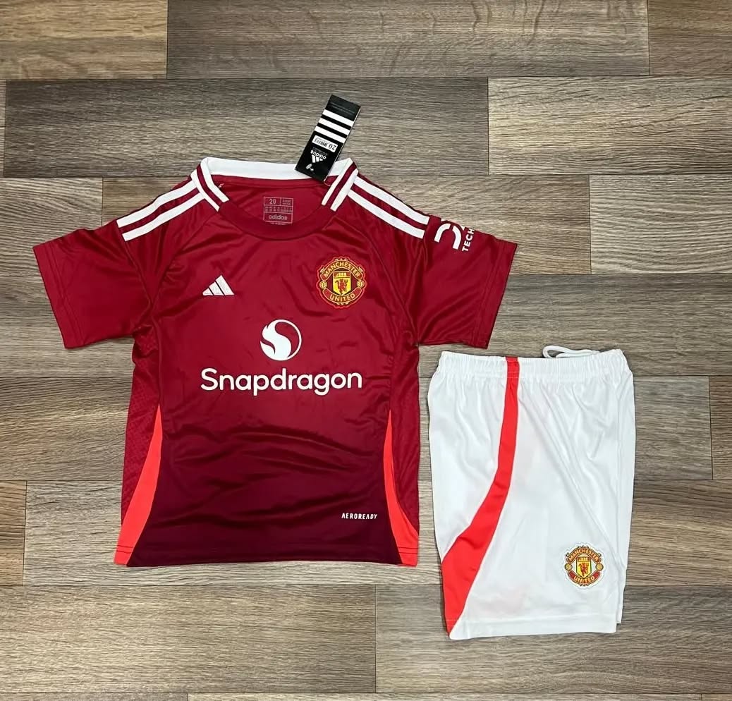Original Manchester united Kids Jersey full set jersey plus shorts/ man united home jersey for kids with shorts