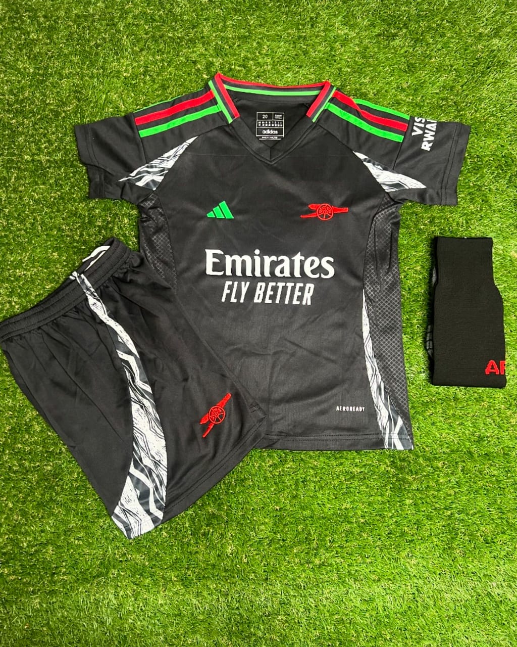 Original Arsenal black away kit jersey for kids full set jersey plus shorts from 2years to 13 years