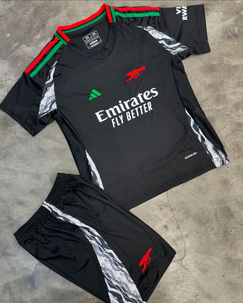 Original Arsenal black away kit jersey for kids full set jersey plus shorts from 2years to 13 years