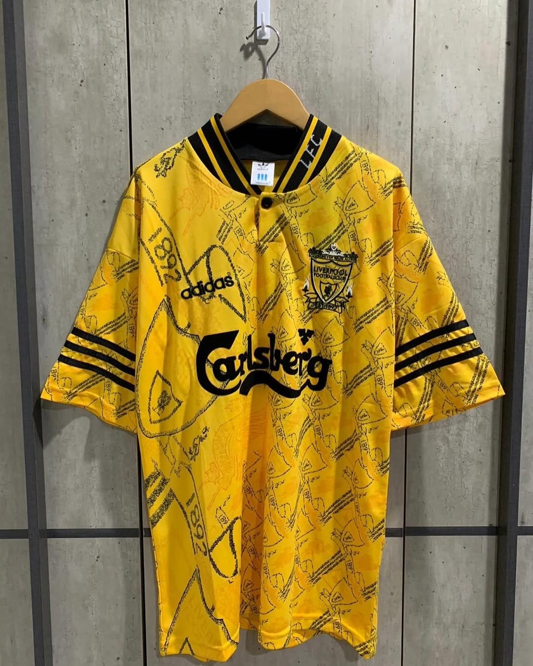 Liverpool 1994/1996 Orange/yellow Vintage Away Football Shirt Soccer Jersey authentic carlsberg retro kit high quality