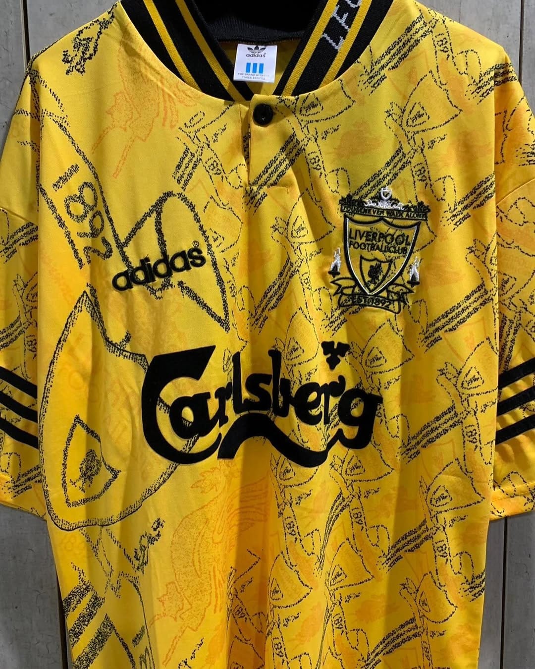 Liverpool 1994/1996 Orange/yellow Vintage Away Football Shirt Soccer Jersey authentic carlsberg retro kit high quality