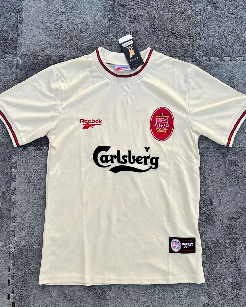 Liverpool 1996/97 Carlsberg Away shirt beige/cream authentic vintage retro jersey old school high quality football shirt