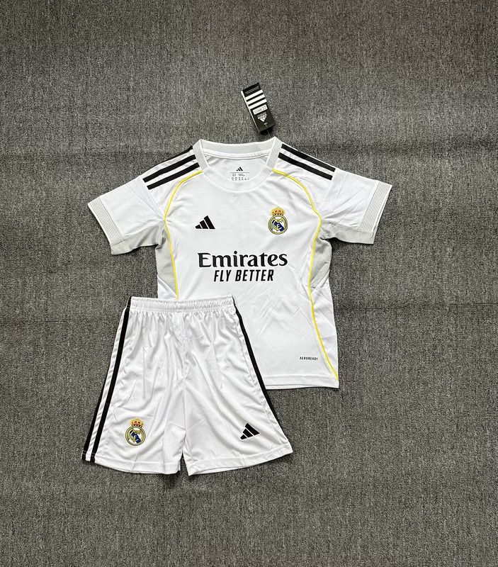 Real Madrid New 25/26 Home kit Jersey For kids Fullset With shorts 2-14 years