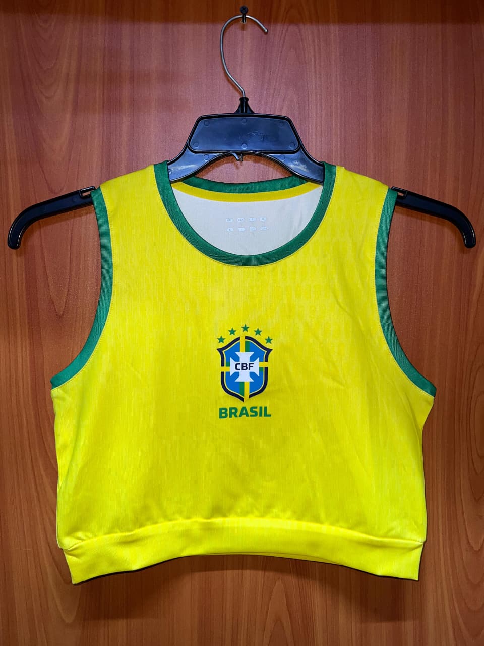 Brazil  Home Ladies Crop tops Elastic Jersey Brazil Home Yoga Vests crop top