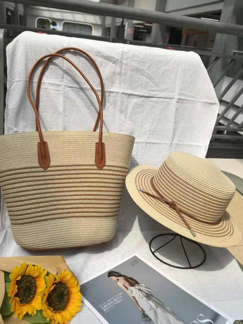 Women  Beach Hat and Tote bag set. Elegant Summer Style