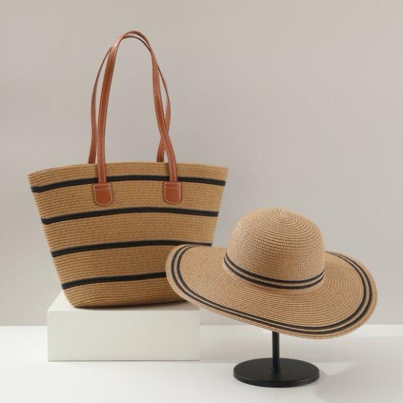 Women  Beach Hat and Tote bag set. Elegant Summer Style