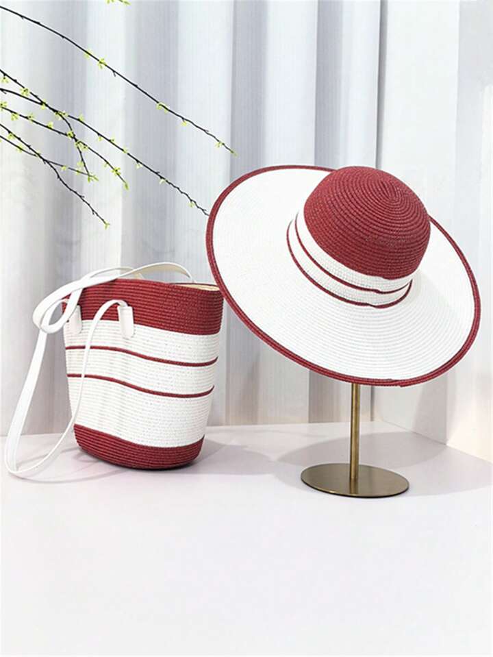 Women  Beach Hat and Tote bag set. Elegant Summer Style