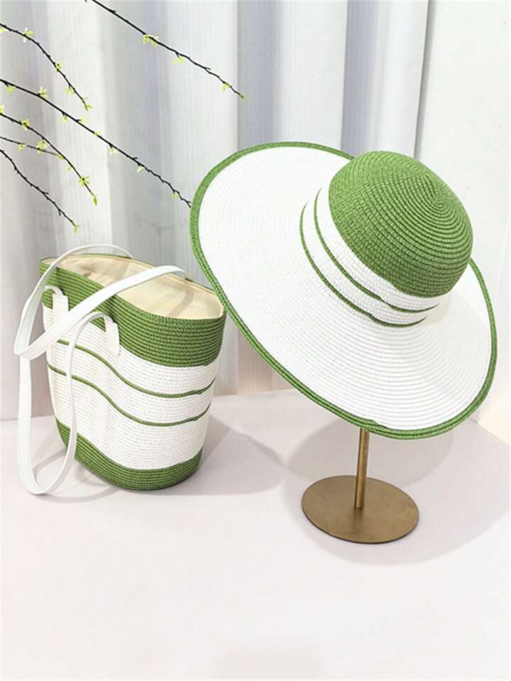 Women  Beach Hat and Tote bag set. Elegant Summer Style