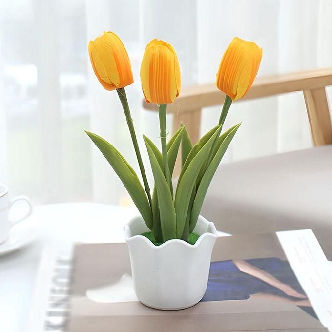 Artificial Tulip Flower Bonsai Fake Flowers Plastic Potted Plant Home Desktop Ornaments Simulated Tulip Wedding Party Decoration