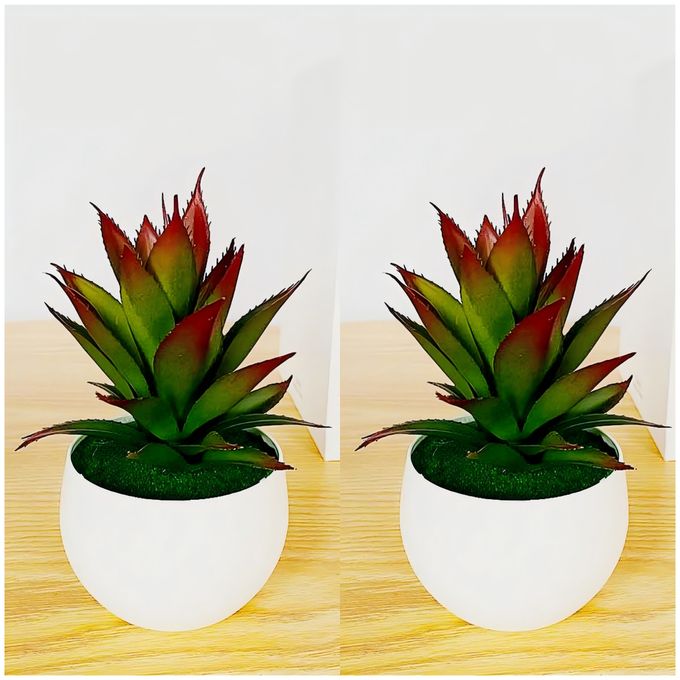 2pcs Artificial Flower Potted Plants, Simulated Succulent Potted Green Plants, Small Bonsai,