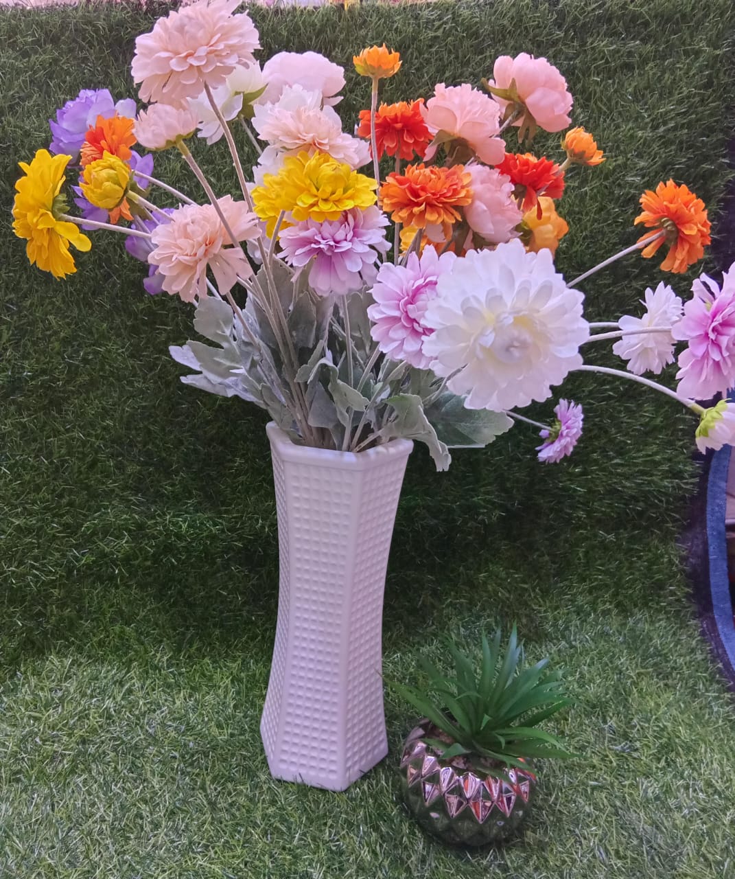 Artificial flower and vase decor