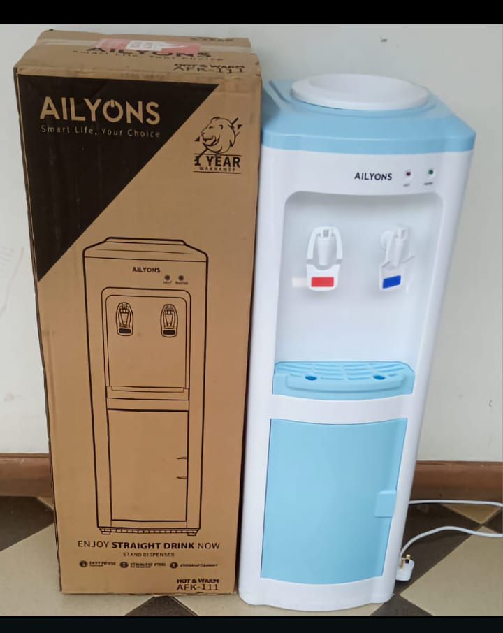 AILYONS (AFK111) FREE STANDDING HOPT AND NORMAL WATER DISPENSER - Storage Cabinet, Stainless Steel Hot Water Tank, Easy To Use Push Taps .