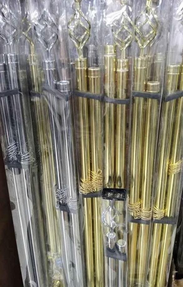 Gold Double Curtain Rod – 1m,2m and 3m Extendable | FREE Holders & Screws – Strong Metal Brackets