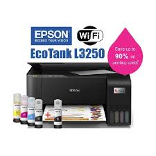 Brand New Epson Printer | Epson L3250 ECOTANK Printer Black in Color, Print, Scan, Copy and Wireless| All in one Office Printer | Portable and Easy to Install and Print with 1 year warrant