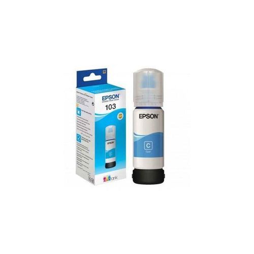 Epson 103 Cyan Ink Bottle – Original EcoTank High-Yield Ink for Epson L-Series Printers, Produces Sharp, Bright Cyan Colors, Smudge-Free Prints, Reliable Quality, and Long-Lasting Performance