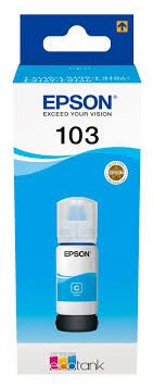 Epson 103 Cyan Ink Bottle – Original EcoTank High-Yield Ink for Epson L-Series Printers, Produces Sharp, Bright Cyan Colors, Smudge-Free Prints, Reliable Quality, and Long-Lasting Performance