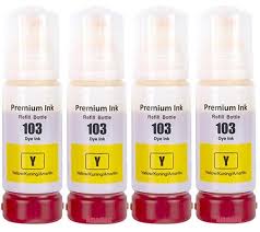 Epson 103 yellow Ink Bottle – Original EcoTank High-Yield Ink for Epson L-Series Printers, Produces Sharp, Bright Cyan Colors, Smudge-Free Prints, Reliable Quality, and Long-Lasting Performance