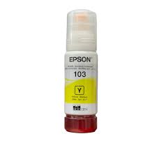 Epson 103 yellow Ink Bottle – Original EcoTank High-Yield Ink for Epson L-Series Printers, Produces Sharp, Bright Cyan Colors, Smudge-Free Prints, Reliable Quality, and Long-Lasting Performance