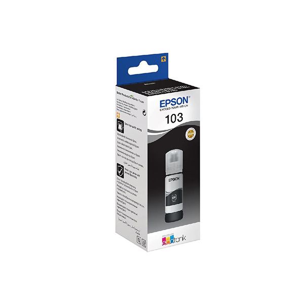 Epson 103 Cyan Ink Bottle – Original EcoTank High-Yield Ink for Epson L-Series Printers, Produces Sharp, Bright Cyan Colors, Smudge-Free Prints, Reliable Quality, and Long-Lasting Performance