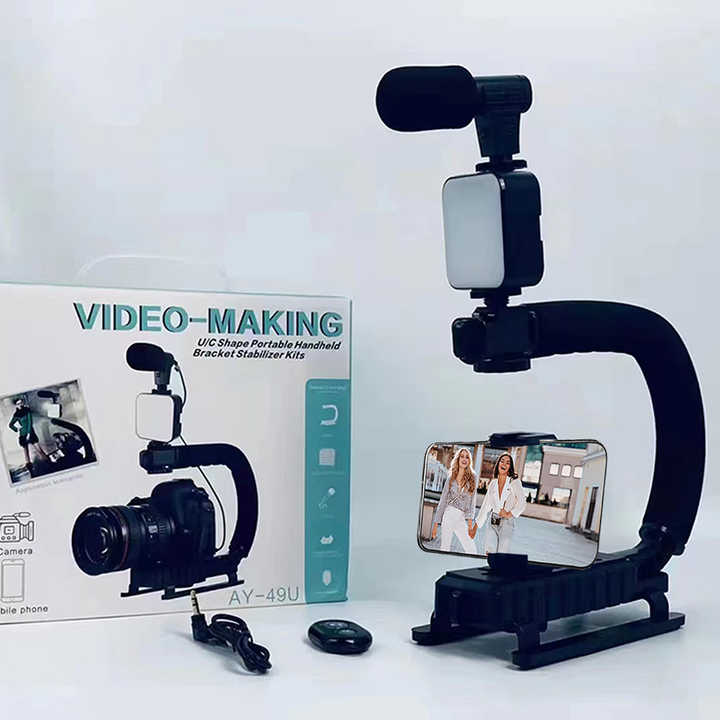 U Shaped Video Making Handheld Stabilizer Kit Camera Gimbal for Outdoor Videography Portable Video Camera Accessories C Shape Stabilizer for DSLR Mobile Phones DV