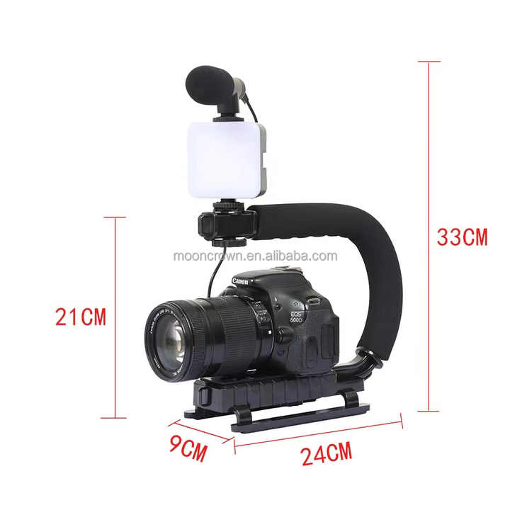 U Shaped Video Making Handheld Stabilizer Kit Camera Gimbal for Outdoor Videography Portable Video Camera Accessories C Shape Stabilizer for DSLR Mobile Phones DV