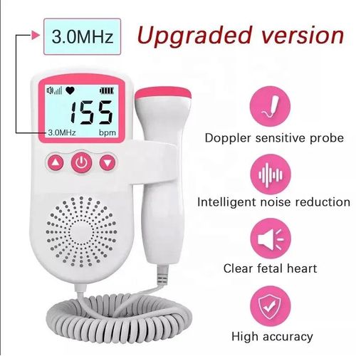 Portable Fetal Doppler Machine for Pregnancy - Accurate Baby Heart Rate Monitor Baby Heart Beat Detector Backlight LCD Probe
