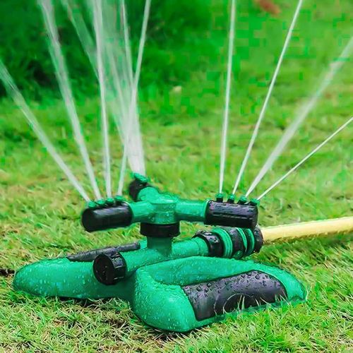 garden Sprinklers 3 Arms Lawn Sprinkler 12 Nozzles Water Sprinkler for Lawn 360 Degree Rotating Adjustable Green Sprinklers for Yard Garden Lawn Large Coverage Area