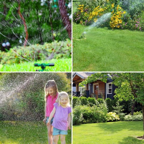 garden Sprinklers 3 Arms Lawn Sprinkler 12 Nozzles Water Sprinkler for Lawn 360 Degree Rotating Adjustable Green Sprinklers for Yard Garden Lawn Large Coverage Area