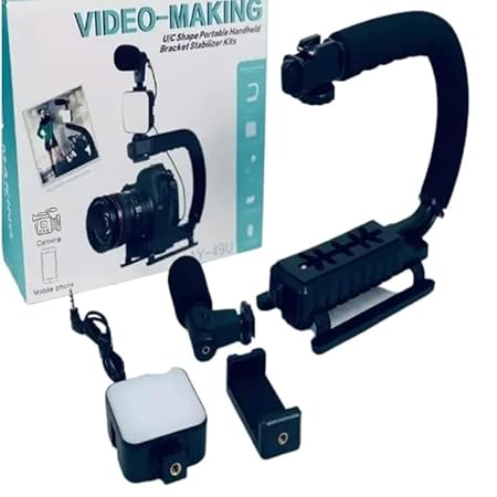 U Shaped Video Making Handheld Stabilizer Kit Camera Gimbal for Outdoor Videography Portable Video Camera Accessories C Shape Stabilizer for DSLR Mobile Phones DV