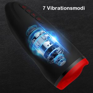 Male Masturbator Cup Electric Automatic Massager Vibrator 3D Realistic Mouth and Tongue Masturbation for Men with 10 Powerful Vibration and Heating Function (Black)