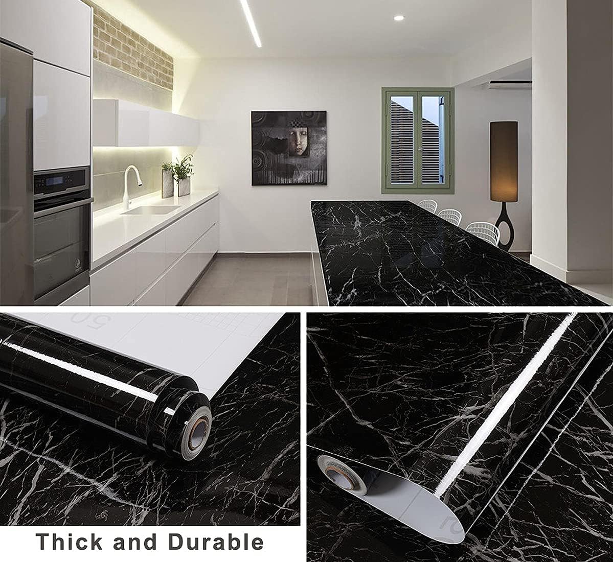 60x500cm Self Adhesive  Marble  contact paperAdhesive Wallpaper PVC Imitation Marble Pattern Sticker Furniture Kitchen Wall Wallpaper Home Decor 60x100cm Light Green 1m x 60cm