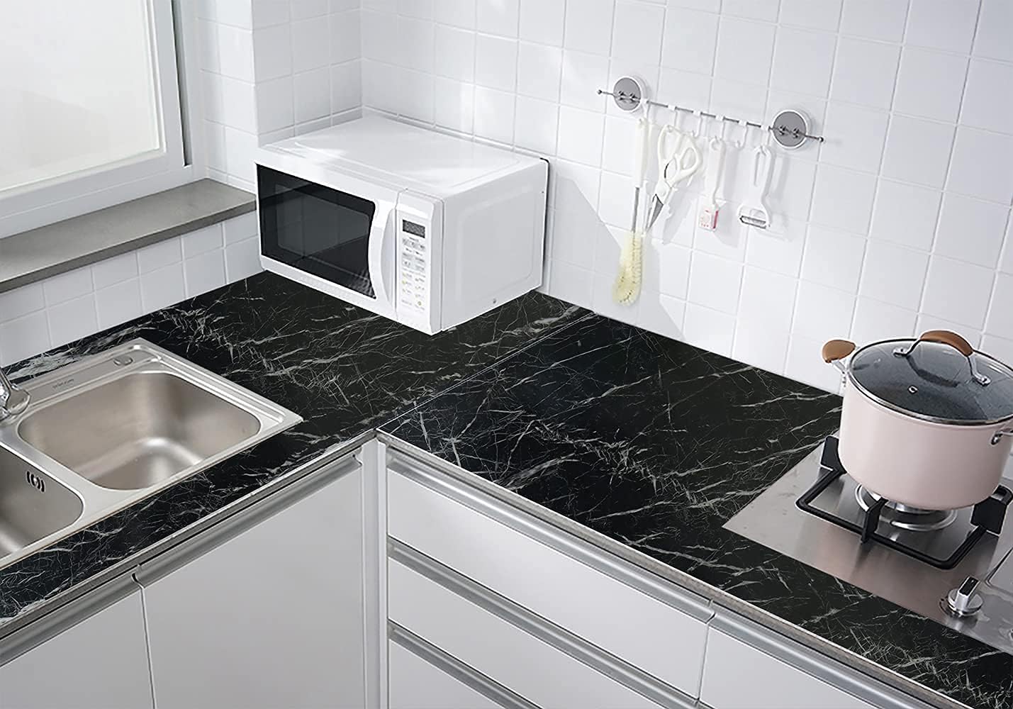60x500cm Self Adhesive  Marble  contact paperAdhesive Wallpaper PVC Imitation Marble Pattern Sticker Furniture Kitchen Wall Wallpaper Home Decor 60x100cm Light Green 1m x 60cm