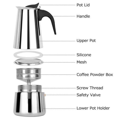 Stainless Steel Coffee Maker Coffee Pot Moka Pot Geyser Coffee Makers Kettle Coffee Brewer Latte Percolator Stove Coffee Tools (Size : 450ml)