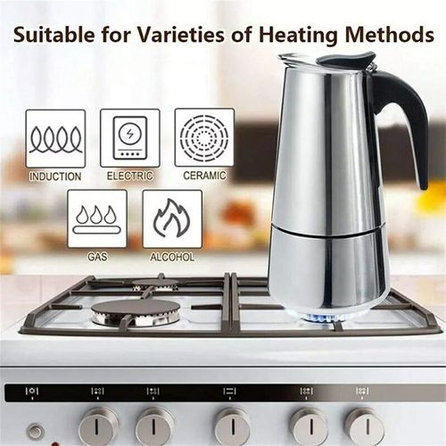 Stainless Steel Coffee Maker Coffee Pot Moka Pot Geyser Coffee Makers Kettle Coffee Brewer Latte Percolator Stove Coffee Tools (Size : 450ml)