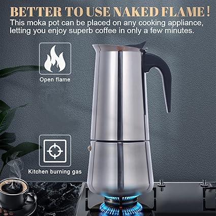 Stainless Steel Coffee Maker Coffee Pot Moka Pot Geyser Coffee Makers Kettle Coffee Brewer Latte Percolator Stove Coffee Tools (Size : 450ml)