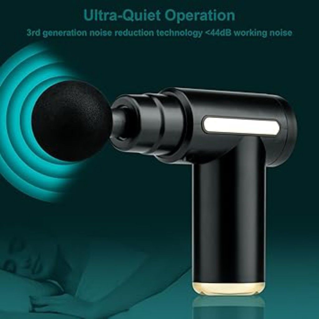 Mini Massage Gun Deep Tissue Portable 6 Speeds Handheld Muscle Massager with 4 Massage Heads 1800mAh Battery & Type-C Charging, Super Quiet Massage Gun for Muscle Pain Relief Recovery