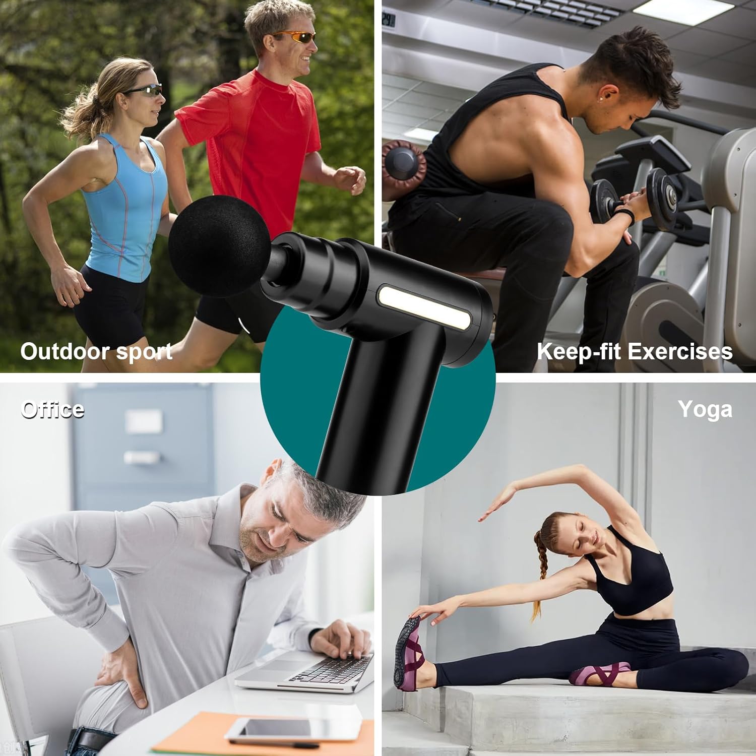 Mini Massage Gun Deep Tissue Portable 6 Speeds Handheld Muscle Massager with 4 Massage Heads 1800mAh Battery & Type-C Charging, Super Quiet Massage Gun for Muscle Pain Relief Recovery
