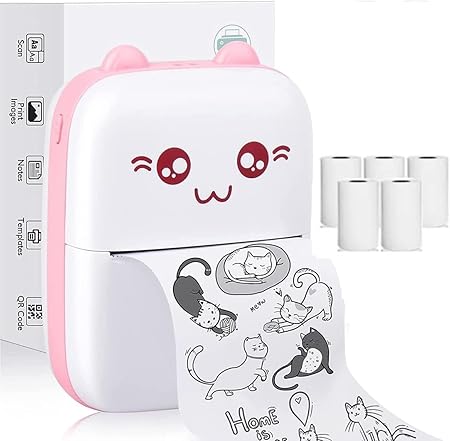 Mini Pocket Printer,Wireless Bluetooth Printer, Portable Thermal Printer for Label,Text Memo,Receipt,Sticker,Photo Printers,BT Inkless Printing, Compatible with iOS and Android. Save time on handwritt
