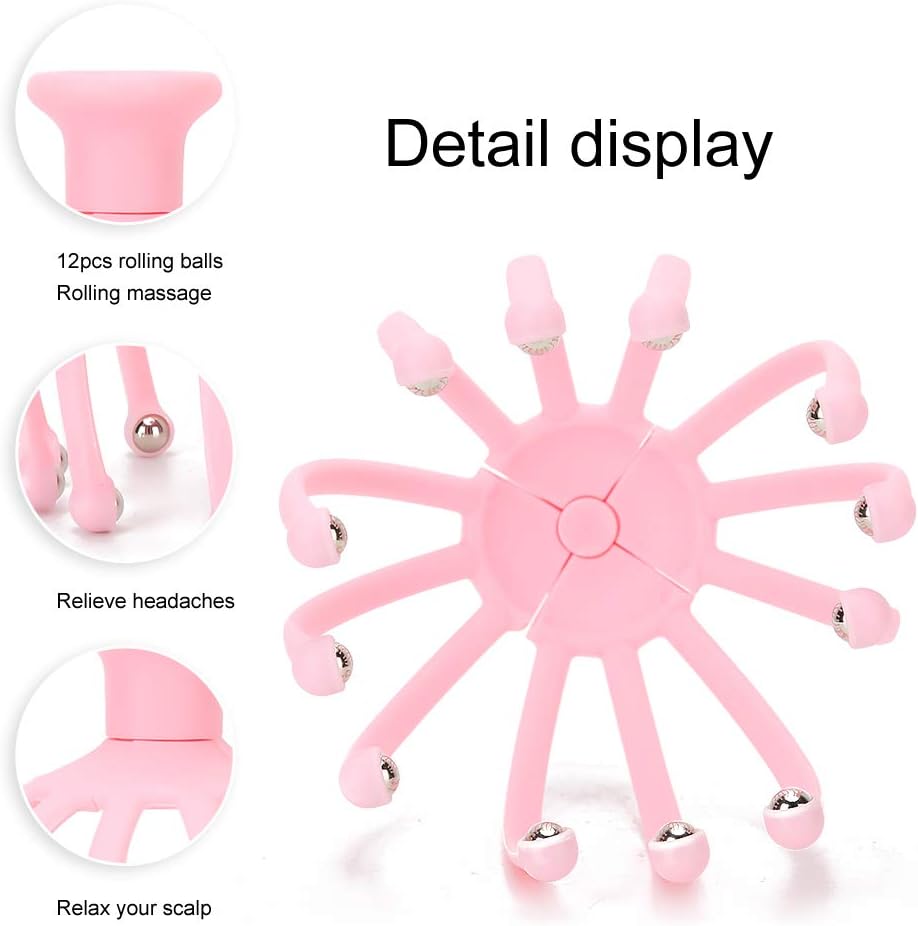 Head Scratcher-Get a calming head massage or scalp scratch any time with Prongs roller ball,stimulate scalp blood circulation full head massage , really good feeling you get when you brush slide