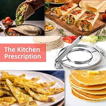 Chapati press , Tortilla Press Roti Maker,Aluminum Alloy Taco Press with Ergonomic Rotating Handle for Tortillas,Tacos,Burritos,Pizza and Dough ,Tortilla Maker Press Pan Heavy Restaurant Commerci